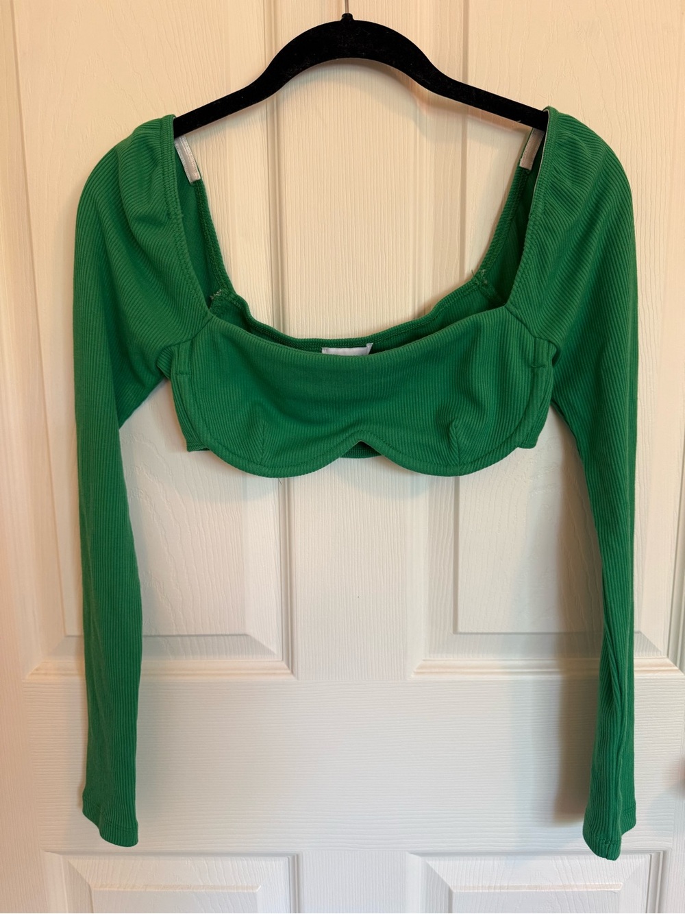 Princess Polly Green Long Sleeve Underwire Crop top Size 4
